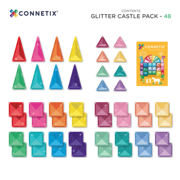 Connetix - Glitter Castle Pack | 48 Stuks - Afbeelding 6