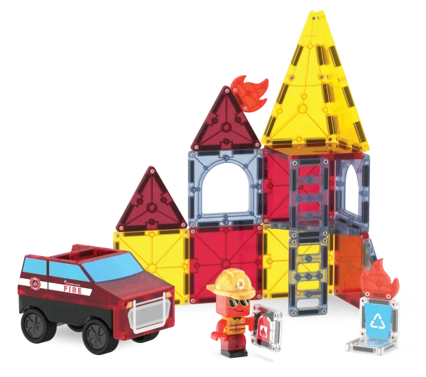 PRE-ORDER MAGNA-TILES - Fire Station Brandweerkazerne  | 27 Stuks - Afbeelding 7