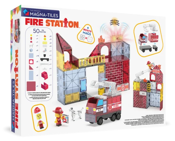 PRE-ORDER MAGNA-TILES - Fire Station Brandweerkazerne  | 50 Stuks - Afbeelding 2