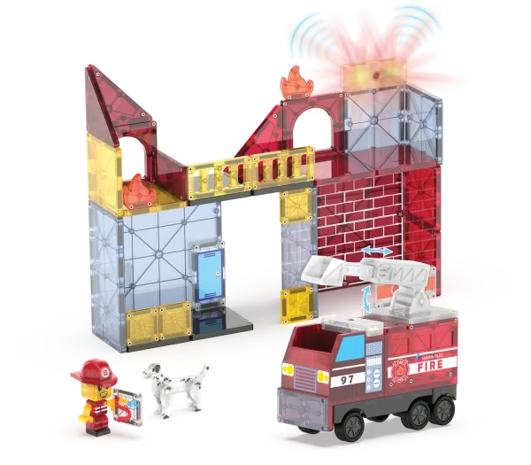PRE-ORDER MAGNA-TILES - Fire Station Brandweerkazerne  | 50 Stuks - Afbeelding 9
