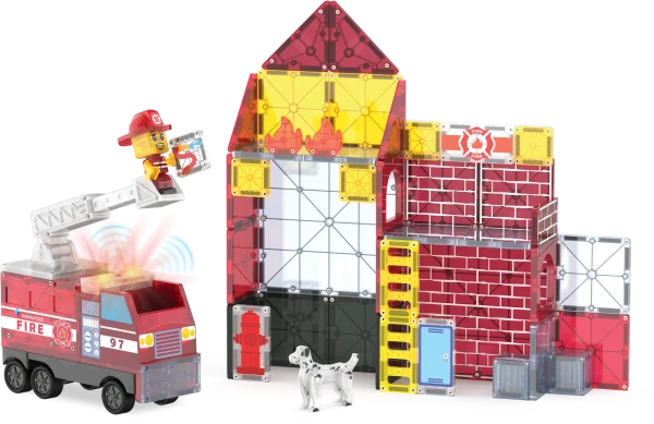 PRE-ORDER MAGNA-TILES - Fire Station Brandweerkazerne  | 50 Stuks - Afbeelding 6